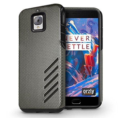 OnePlus 3 / OnePlus 3T Case - Orzly Grip-Pro Case for OnePlus 3 (Original 2016 Model & OnePlus 3T Version) - Durable & Light-Weight Twin Layer Case for Added Grip & Protection - GRAPHITE GREY