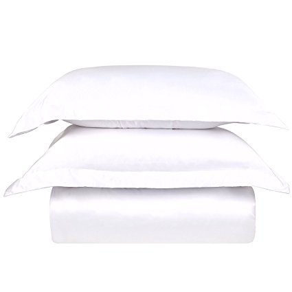 HOMFY 1800 TC Duvet Cover Set with Zipper Closure, Queen, Premium Satin Microfiber With 2 Pillow Shams - Fade, Shrink and Wrinkle Resistant (White)