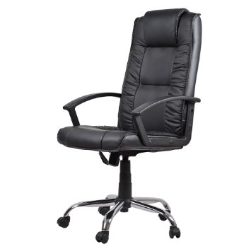 Homall Ergonomic High-Back PU Leather Seat,Computer Swivel Lumbar Support Executive Office Chair,Height Adjustable(Black)