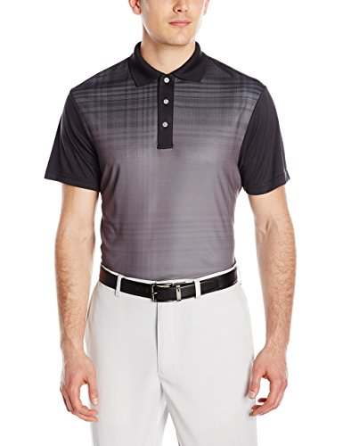 PGA TOUR Men's Golf Performance Short Sleeve Printed Fading Plaid Polo Shirt