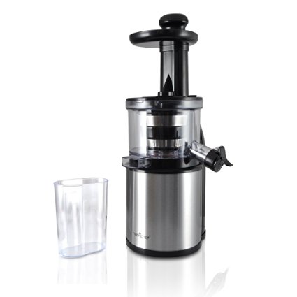 NutriChef Healthy Low Heat Vitamin Preserving Masticating Slow Juicer, Juice Extractor For Healthy Fruit & Vegetables Grass, Self Cleaning Stainless Steel