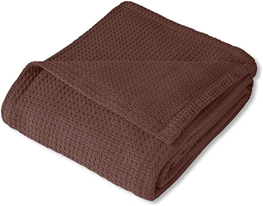 Sweet Home Collection 100% Fine Cotton Blanket Luxurious Basket Weave Stylish Design Soft and Comfortable All Season Warmth, Full/Queen, Chocolate Brown