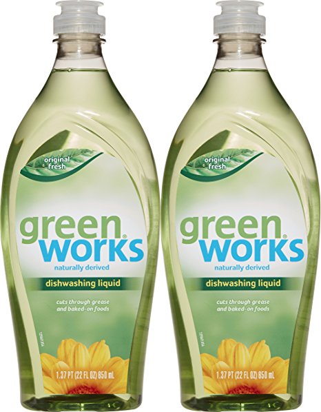 Green Works Natural Dishwashing Liquid Original Scent Value Pack, Pack of Two, 44 fl oz Total (Packaging May Vary)