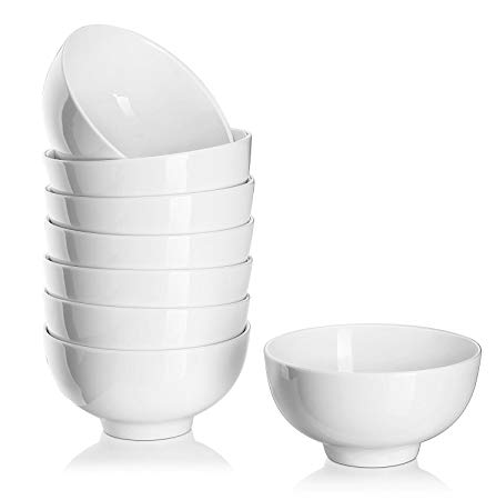 DOWAN 300ml Porcelain Dessert Bowls, Serving for Ice Cream/Snack/Dip - Set of 8, White