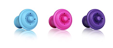 Vacu Vin Wine Saver Vacuum Stoppers Set of 3– Blue/Pink/Purple