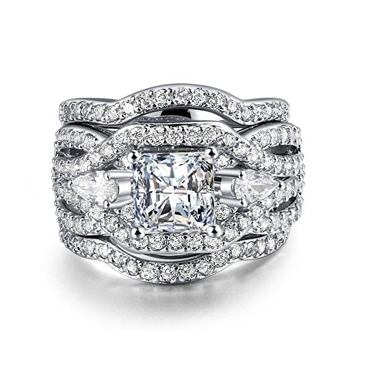 Zealmer Crystal Stacking Wedding Ring Gift For Women