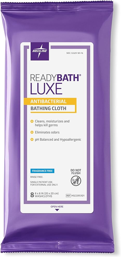 Medline MSC095101H Readybath Luxe Total Body Cleansing Heavyweight Washcloth, 1 Pound