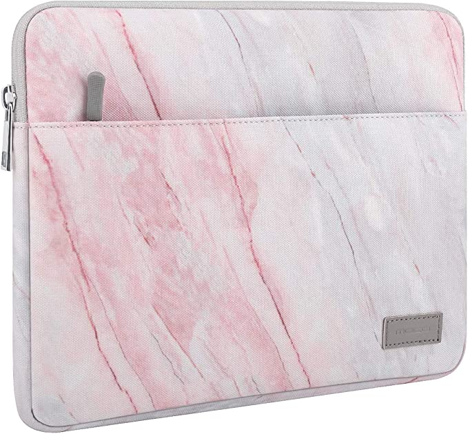 MoKo 13-13.3 Inch Laptop Sleeve Fits MacBook Air 13-inch Retina, MacBook Pro 13 Inch, Protective Notebook Computer Case Cover Polyester Bag with Accessory Pocket - Pink Gray Marble