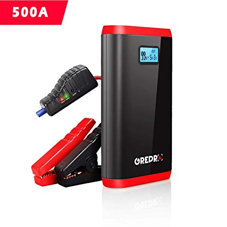 GREPRO 500A Car Jump Starter Auto External Battery Charger for 12V Vehicle(Gas engines up to 4.5L, or Diesel engines up to 2.5L) Emergency Battery Booster Pack