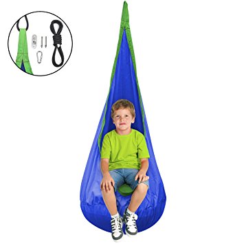 Sorbus® Kids Child Pod Swing Chair Nook Tent - Hanging Seat Hammock Nest for Indoor and Outdoor Use - All Accessories Included