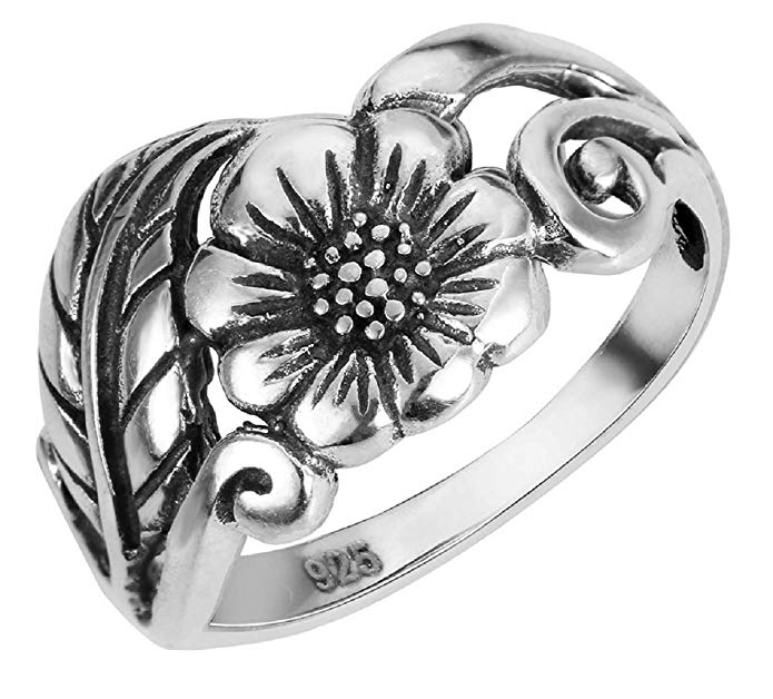CloseoutWarehouse Sterling Silver Karen's Flower Ring (Sizes 2-15)