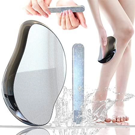 Freefa Upgraded Version Nano Mirror Effect Crystal Hair Eraser for Women Man - Painless Magic Hair Remover with Nano Nail File - Exfoliation Hair Removal Tool for Legs (Black)