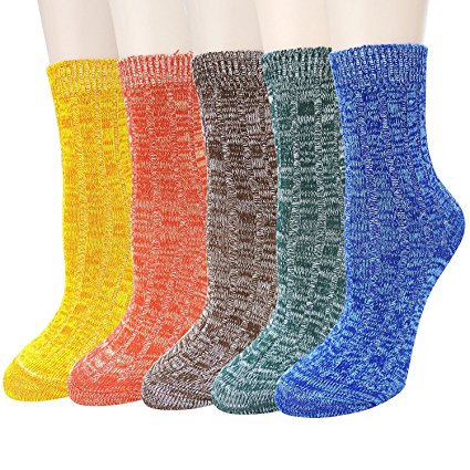 Pack of 5 Womens Cotton Comfort Casual Crew Socks