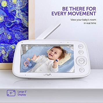 VAVA Baby Monitor with 4500mAh Long Battery Life, 900ft Long Range, 720P 5" HD Display, Two-Way Audio, One-Click Zoom, Night Vision and Thermal Monitor