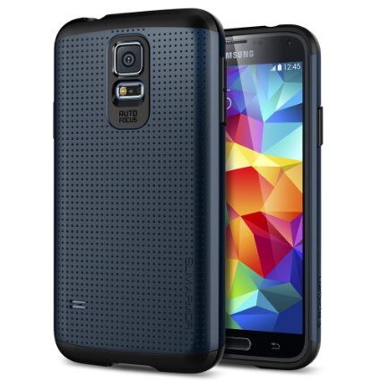 Galaxy S5 Case, Spigen® [Slim Armor] AIR CUSHION [Metal Slate] DOTTED Design Slim Fit Dual Layer Protective Case for Samsung Galaxy S5 (2014) - Metal Slate (SGP10751)