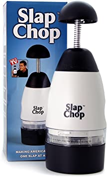 Slap Chop Original Slicer with Stainless Steel Blades | Vegetable Chopper Gadget | Mini Chopper for Salads | Kitchen Accessory White