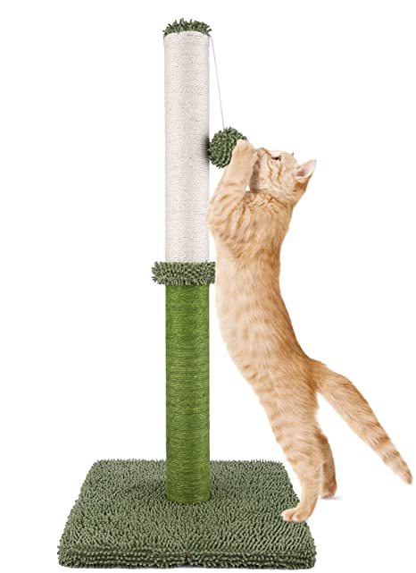 Akarden Tall Cat Scratching Post, Cat Claw Scratcher with Hanging Ball, Durable Cat Furniture with Sisal Rope