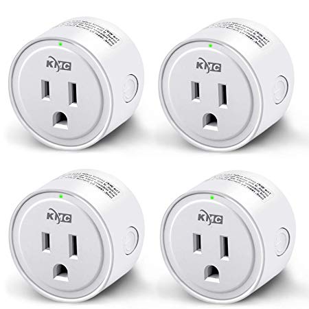 KMC Smart Plug，WiFi Mini Outlet 4 Pack, Compatible with Alexa, Google Assistant and IFTTT, Compatible with Smart Life APP, No Hub Required, Remote Control Your Devices from Anywhere, ETL Listed