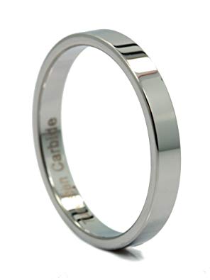 MJ Metals Jewelry 3, 4, 6, or 8mm Flat Pipe Cut Tungsten Carbide Mirror Polished Ring Band
