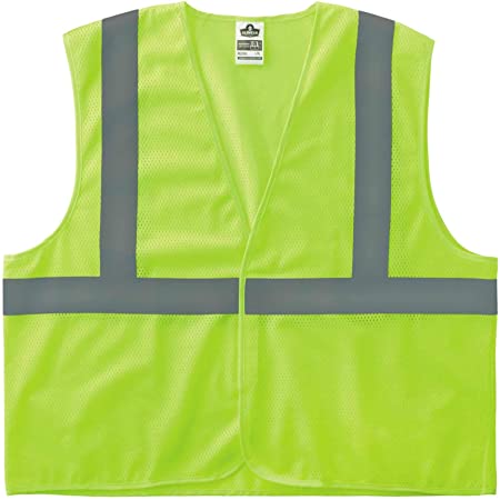 Ergodyne GloWear 8205HL Reflective Safety Vest, High Visibility Lime Mesh, Type R Class 2, Hook & Loop Closure, Small/ Medium