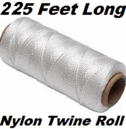 Nylon Twine Roll Solid Braided - 225 Feet Long - For Industrial, Packaging, Arts & Crafts, Hobby, Gifts, Wrapping, Decorations, Bundling, Fishing, Gardening, Worksite & Household Use - By Katzco