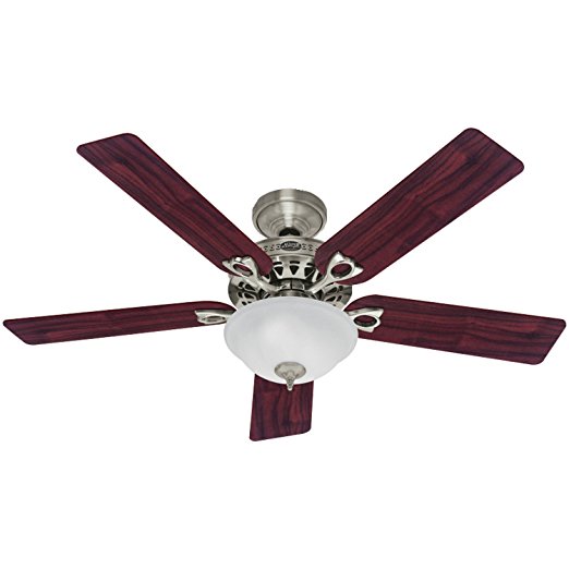 Hunter 53058 The Astoria 52-Inch Ceiling Fan with Five Cherry/Maple Blades and Light Kit, Brushed Nickel