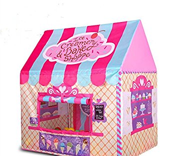 Kid Princess Indoor Outdoor Playtents Ice Cream and Bakery Shop Play Tent,Pink
