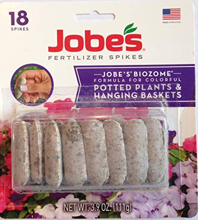 Jobes Biozome Fertilizer Formula for Potted Plants & Hanging Baskets (Pack of 4 | 18 Spikes Per Pack | 72 Total Spikes)