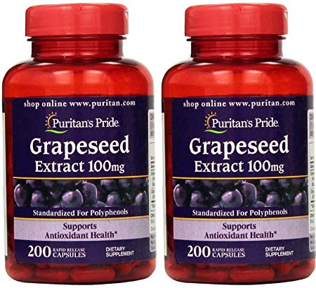 Puritan's Pride Grapeseed Extract 100 mg-200 Capsules (400 Capsules Total)