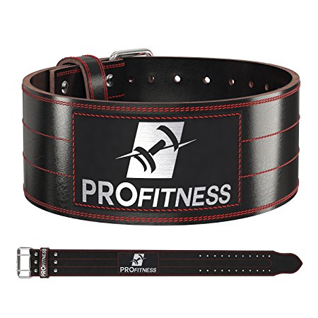 ProFitness Weightlifting Belt (4 Inches Wide) – Pre Broken-In Genuine Leather Lifting Belt - Great Back Support during Squats, Deadlifts, Lunges, CrossFit & Weight Training - Ideal for Men & Women