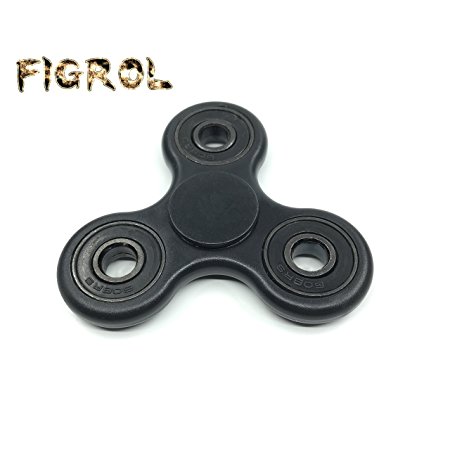 FIGROL Hybird Tri Hand Spinner Fidget Toy ABS Material 608 Si3N4 For 1-3mins Spinning(Black)