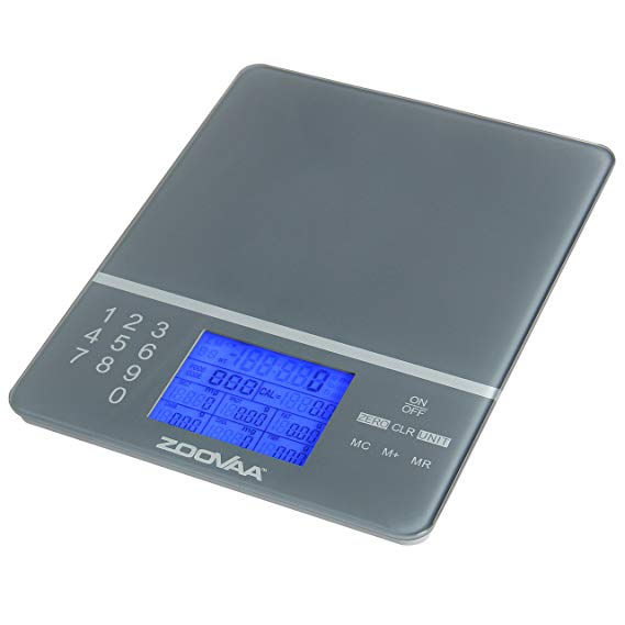 Digital Kitchen Food Scale for Nutrition Facts, Portion Control and Multifunction with close to 1000 food codes by ZooVaa - 10-KDS-001G