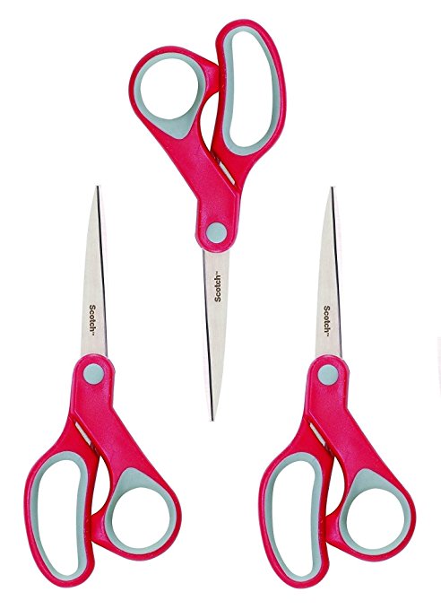 Scotch Multi-Purpose Stainless Steel Scissor, 8-Inches, 3-Pack