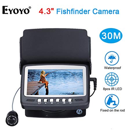 Eyoyo 15M 4.3" LCD Ice/Sea Fish Finder 1000TVL Underwater fishing Camera With Sun-visor