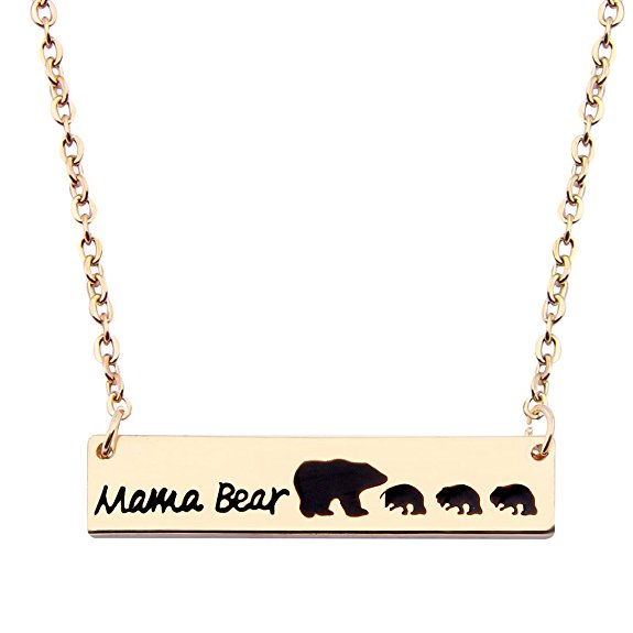 Ensianth Honey Family Mama Bear Bar Necklace Gifts for Family