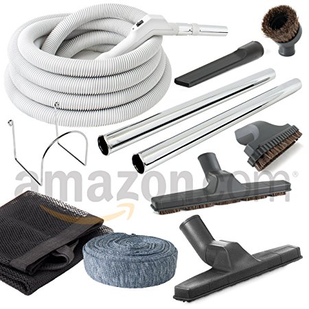 Central Vacuum Deluxe Hardwood, Bare floor and Carpet Kit with 30ft Hose and Accessories