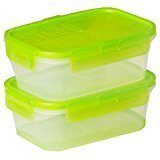 Snapware 2-Pack Airtight 2-Cup Rectangle Containers, Plastic With Green Lids