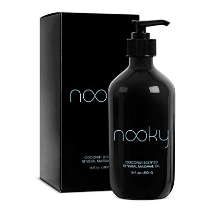 Nooky Coconut Massage Oil. with Fractionated Coconut Oil & Essential Oils. for Massaging 16oz