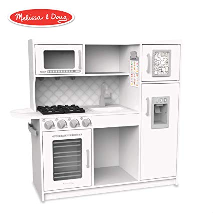 Melissa & Doug Wooden Chef’S Pretend Play Toy Kitchen with “Ice” Cube Dispenser – Cloud White