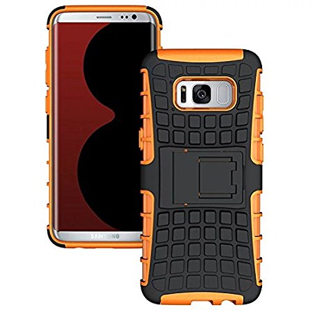 Galaxy S8 Plus Case,Berry Accessory Heavy Duty Rugged [Drop Protection][Shock Proof][Dual Lawyer] Hybrid Defender Armor with Built-in Kickstand Case Cover For Samsung Galaxy S8 Plus 2017 (Orange)
