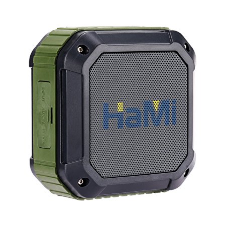 HaMi Outdoor Shower Bluetooth 4.0 Speaker with 12 Hour Playtime , Rugged Shockproof Waterproof Portable Wireless Speaker Pairs with All Bluetooth Devices [12-Month Warranty]- Army Green