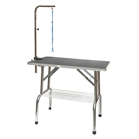 Go Pet Club Heavy Duty Stainless Steel Pet Dog Grooming Table with Arm