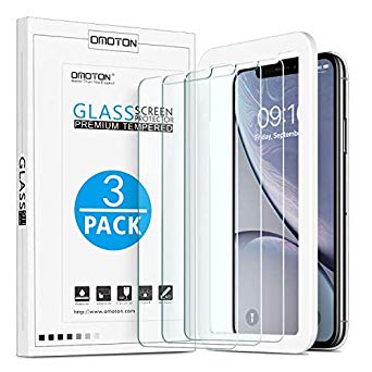 OMOTON HD Tempered Glass Screen Protector Compatible with Apple iPhone XR 6.1 inch [3 Pack]