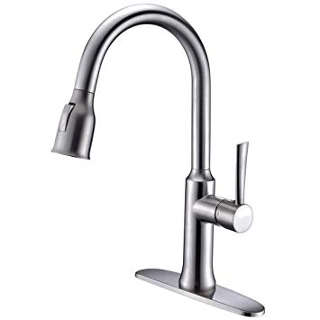 Kitchen Faucet With Pull Out Sprayer in Stainless Steel, Crea Pot Filler Faucet With Magnetic Pull Out Sprayer, Bar Sink Faucet