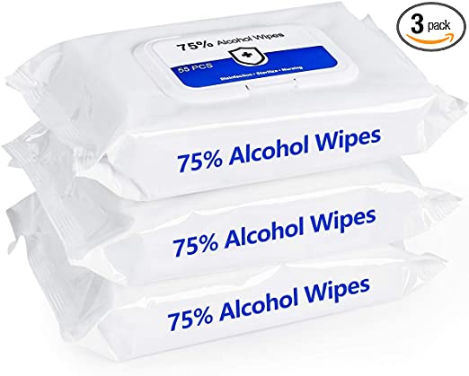 Cleaning Wipes(3 Packs,165 Wipes),Large Wet Wipes(8"x6"),75% Alcohol Wipes for All-Purpose Cleaning