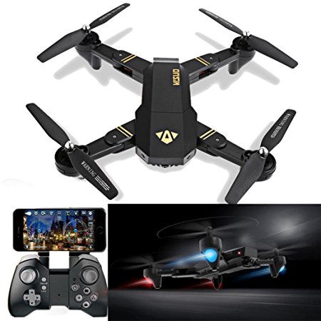 Leewa@ VISUO XS809HW 2.4G 4-Ch 6Axis Foldable Wifi FPV Quadcopter Drone with 2MP HD Camera,Headless Mode,Photo Taking,Video Recording Functions -Black