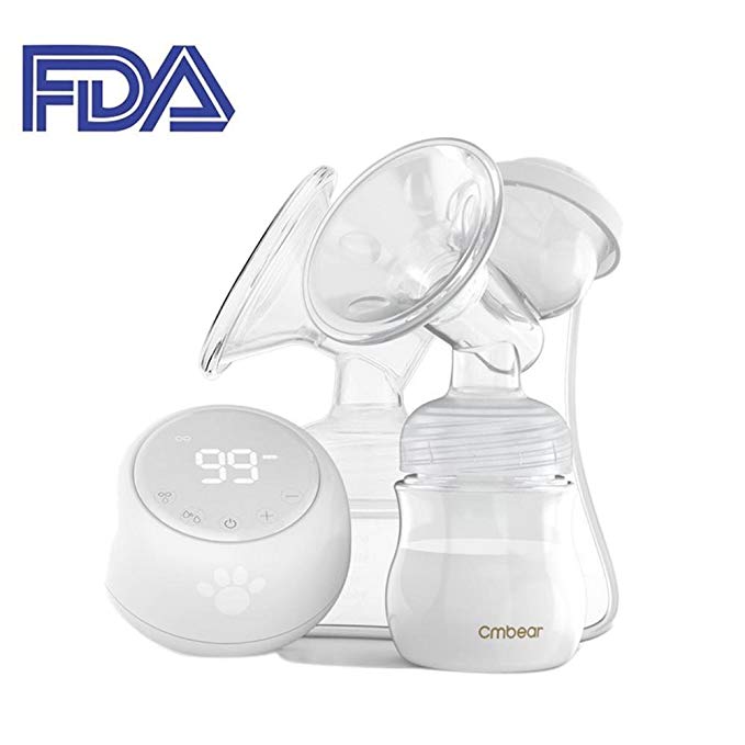 Double Electric Breast Pump,Aolvo Automatic Massage/Suction Super-Quiet Breast Pump,Touch Screen and LED Display,Portable for Travel Breast Pump Kit,9 Levels Adjustable, FDA/BPA-Free
