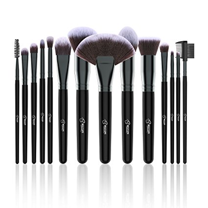 Bestope Premium Makeup Brushes Set, 14pcs Pro Synthetic Makeup Brushes Foundation Power Eyeshadow Eyeliner Blending Lip Concealer Face Brush Blush Brush Beauty Cosmetic Tools(Gun Mitt)