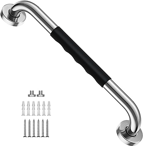 16 Inch Shower Grab Bar w/Anti Slip Rubber Grip, ZUEXT SUS304 Stainless Steel Bath Grab Bar,Bathroom Balance Bar,Wall Mount Safety Handrail Support,Handicap Injury Elderly Senior Assist Handle