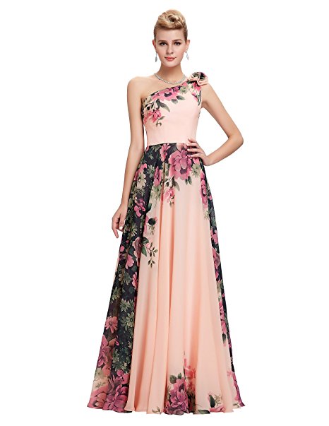 GRACE KARIN Floral Print Graceful Chiffon Prom Dress for Women (Multi-Colored)